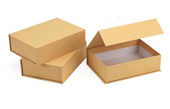 Book Shape Folding Gift Box , ISO14001 Brown Kraft Paper Box