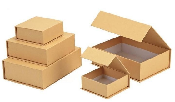 Book Shape Folding Gift Box , ISO14001 Brown Kraft Paper Box