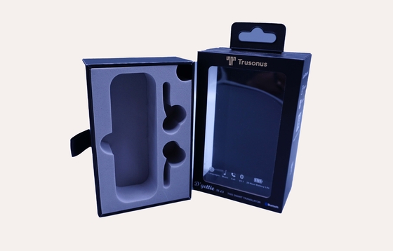Matt Lamination Electronics Packaging Boxes Greyboard laminate C2S ,  PET window and white EVA inner tray with manuals